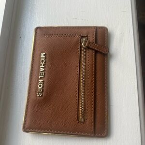 Michael Kors Tan Card Holder with Gold Accents